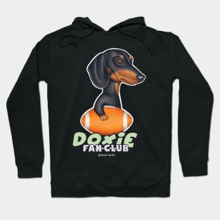 Funny Black Tan Doxie Holding a Football Hoodie